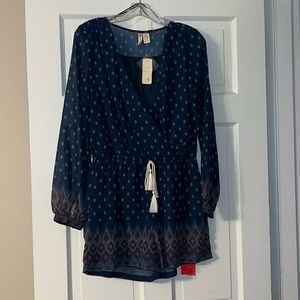 Navy Print Romper, NWT